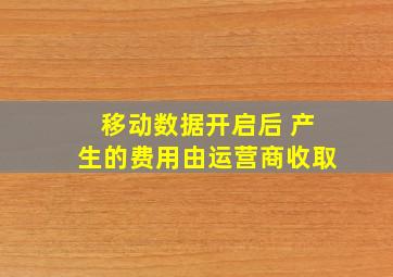 移动数据开启后 产生的费用由运营商收取